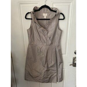 J. Crew Blakely 100% Silk Taffeta A-Line Ruffle Dress in Silver Size 8